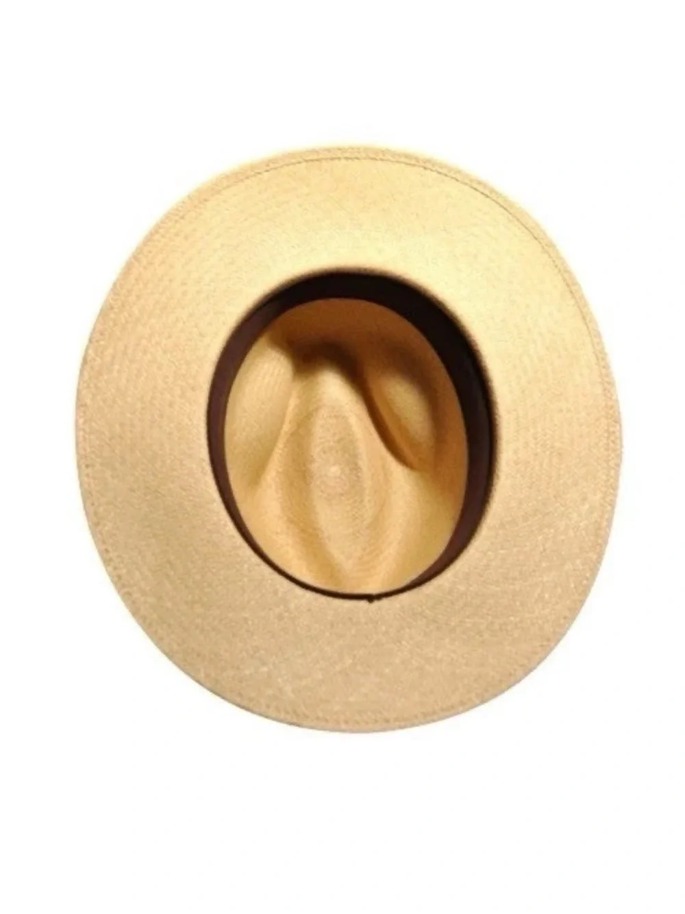 Pantropic Genuine Panama Hat Natural Straw Fedora Wide Brim Black Band Unisex